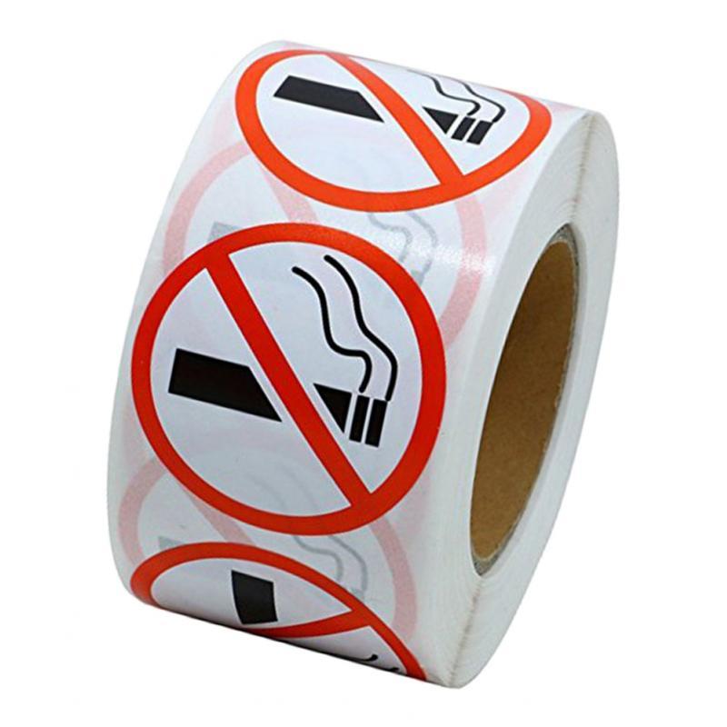 2x500 Pieces/Roll No Smoking Sticker Logo Signs Adhesive Labels 2.5cm Diameter