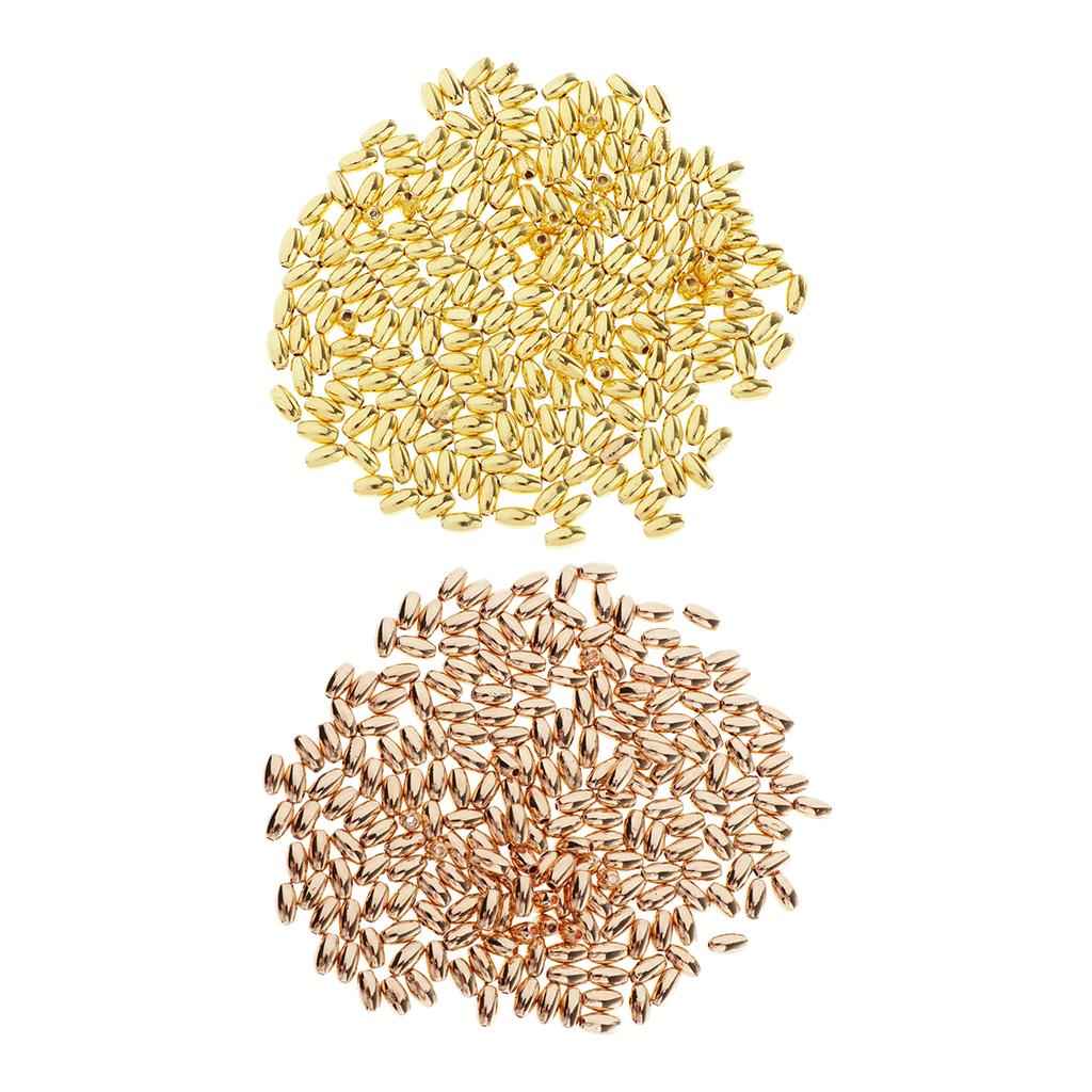100Pieces Metal Oval Loose Spacer Beads Jewelry Making 18K Golden