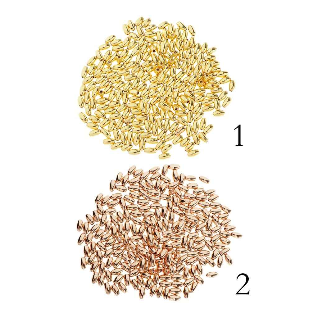 100Pieces Metal Oval Loose Spacer Beads Jewelry Making 18K Golden