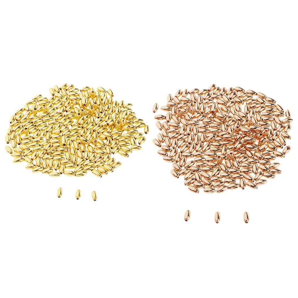 100Pieces Metal Oval Loose Spacer Beads Jewelry Making 18K Golden