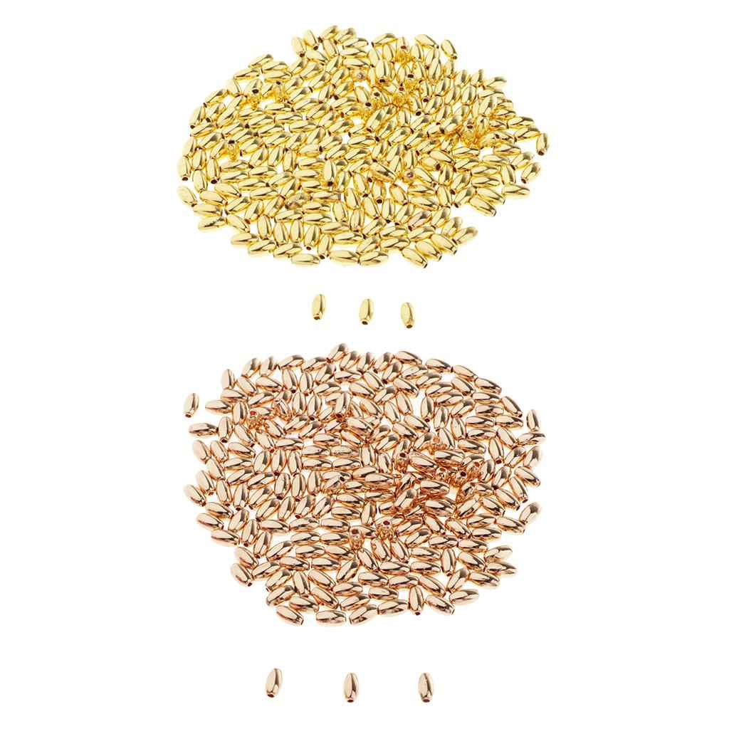 100Pieces Metal Oval Loose Spacer Beads Jewelry Making 18K Golden