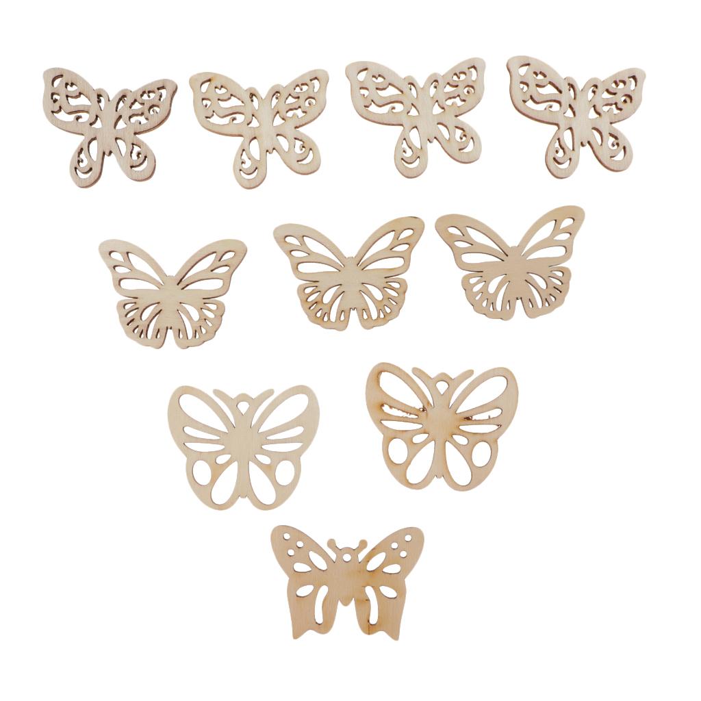 4x10 Pieces Butterfly Shape Hollow Wooden Pieces Embellishments Crafts