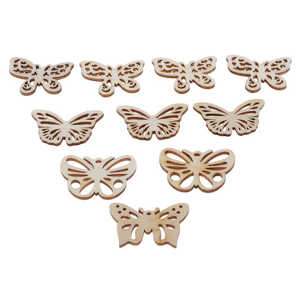 4x10 Pieces Butterfly Shape Hollow Wooden Pieces Embellishments Crafts