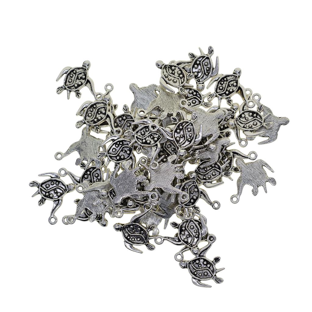 2x50pcs Tibetan Silver turtle tortoise charms pendants Jewelry Making DIY