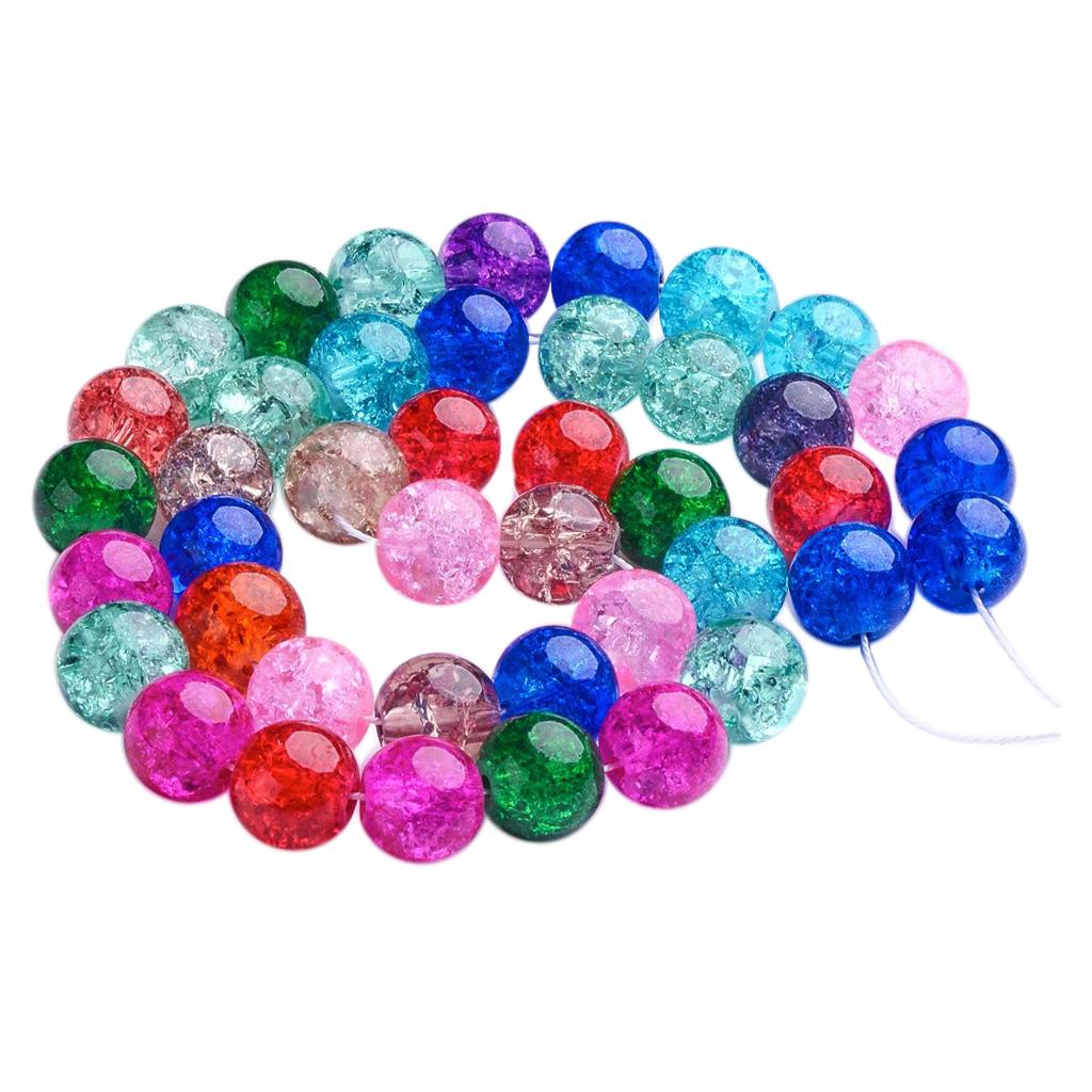 4x10mm Glass Crackle Beads Round Glass Beads for DIY Jewelry Making