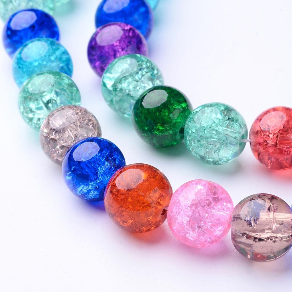 3x10mm Glass Crackle Beads Round Glass Beads for DIY Jewelry Making