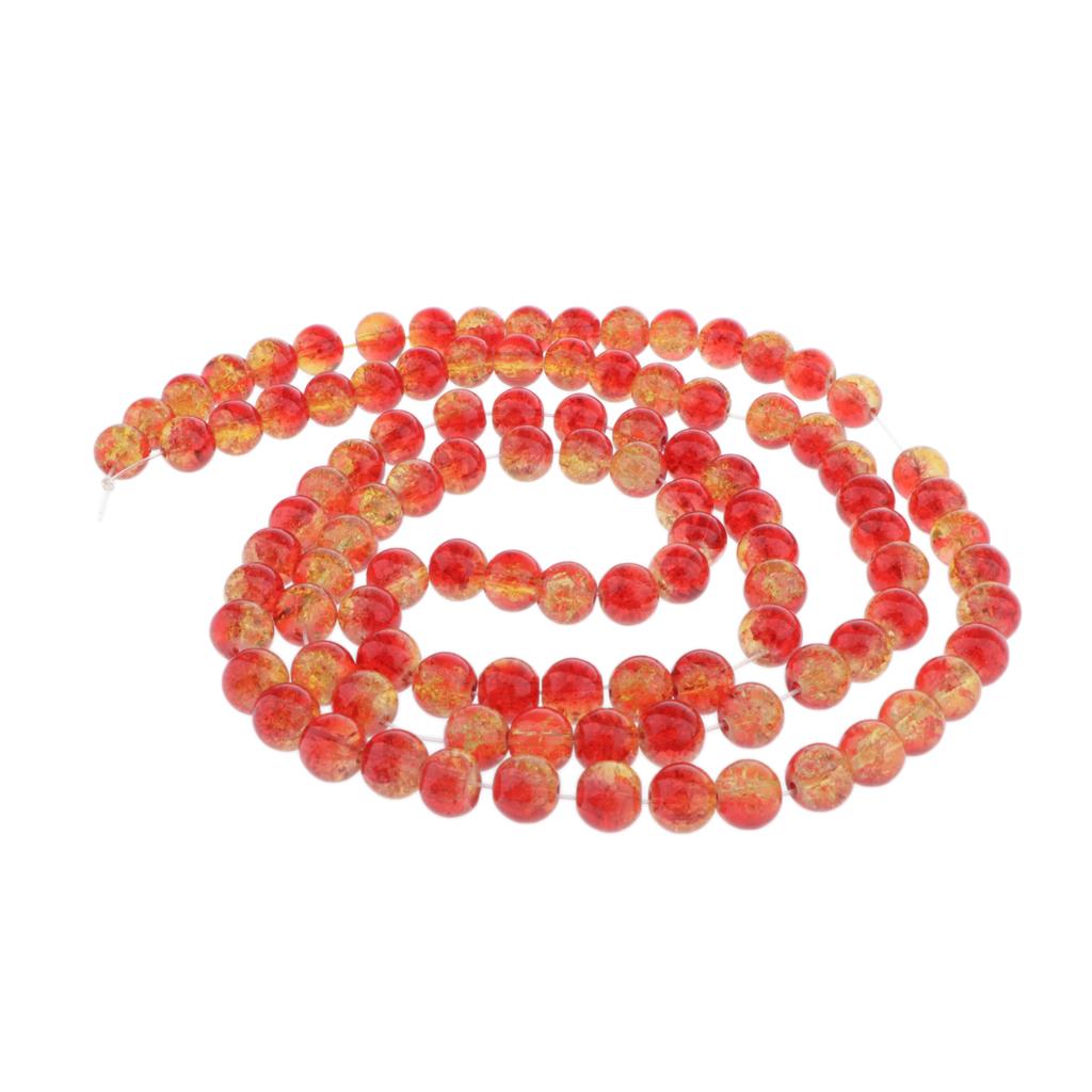 2x100Pcs colorful glass Round Beads Loose Spacer Bead DIY red and yellow