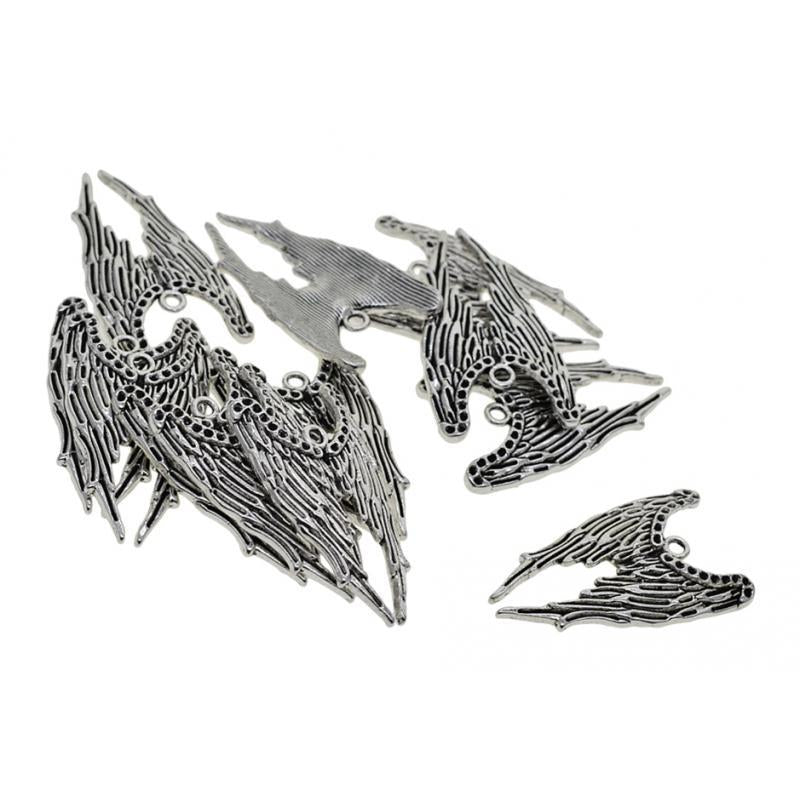 4x10pcs Tibetan Silver Large Angel Wing Charms Pendants Bookmark 38x22mm