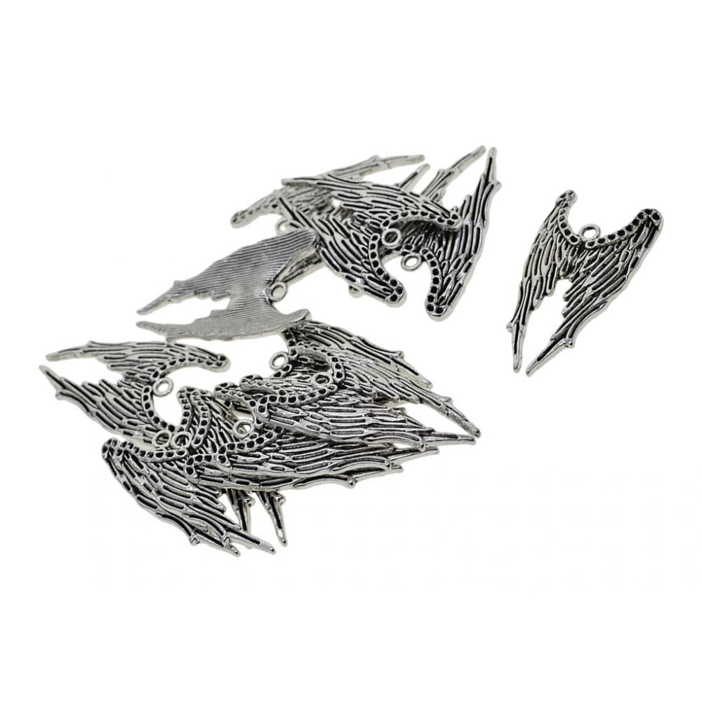 2x10pcs Tibetan Silver Large Angel Wing Charms Pendants Bookmark 38x22mm