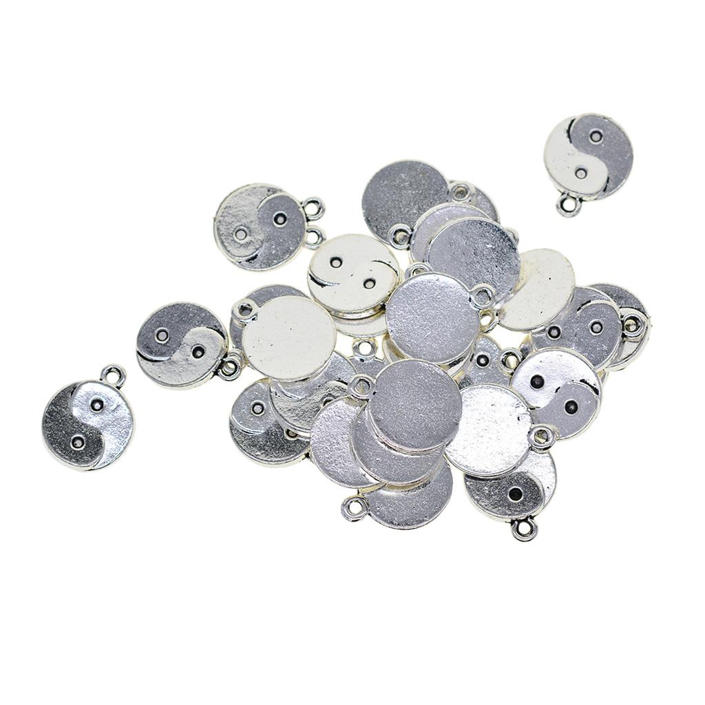 2x30pcs Tibetan Silver Yin Yang Tai Chi taiji zen Mini Dangle charms