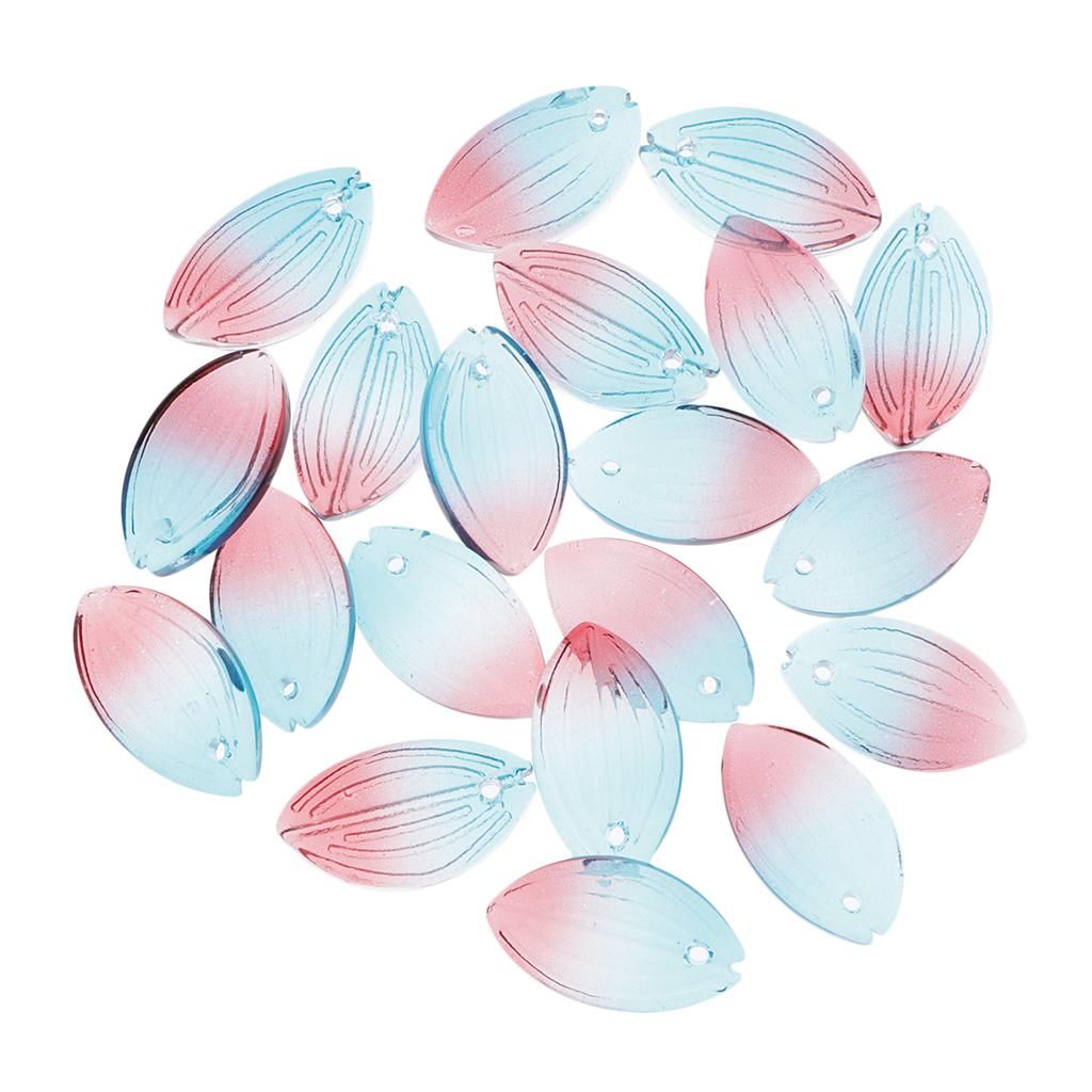4x20x Petals Glass Beads Loose Spacer Bead for DIY Jewelry Making Blue Red