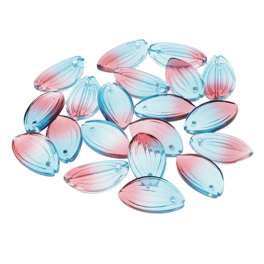 2x20x Petals Glass Beads Loose Spacer Bead for DIY Jewelry Making Blue Red