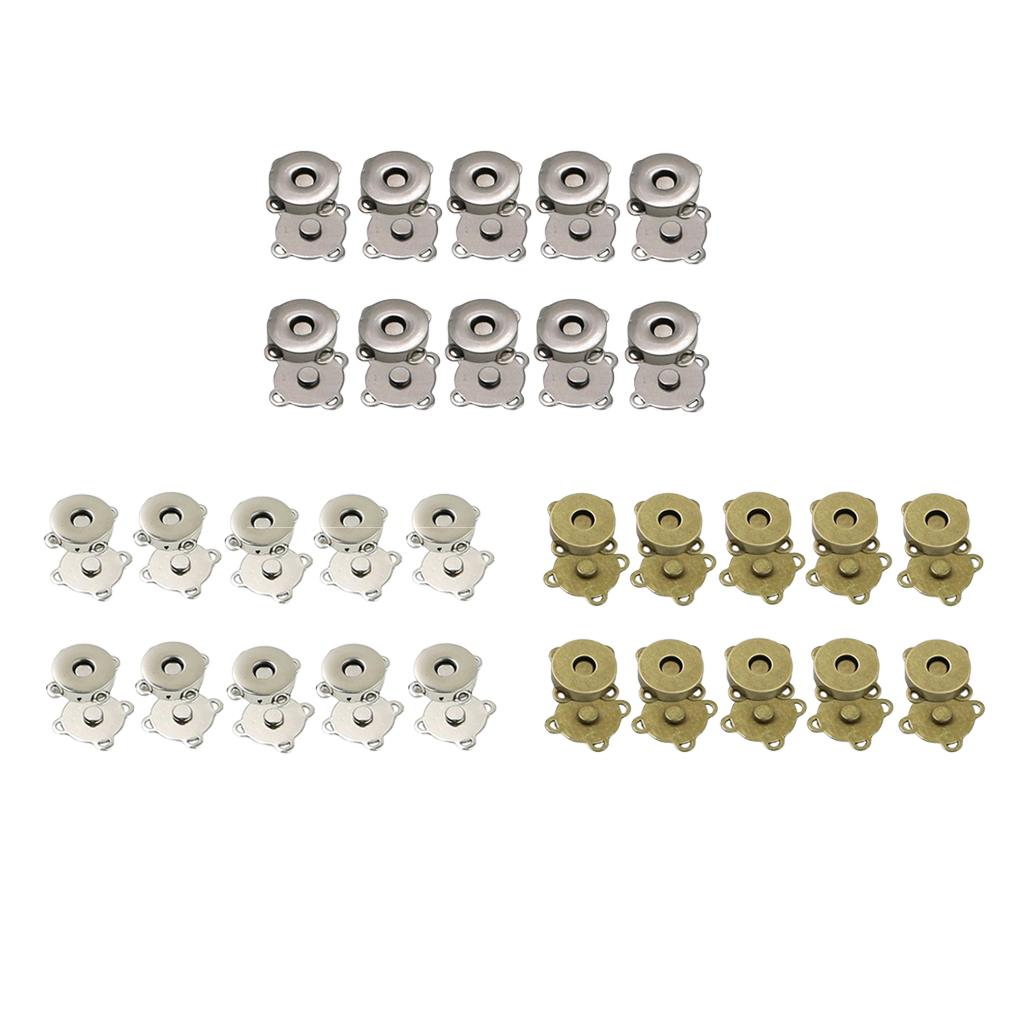 2x10 Pairs Magnetic Clasps Snaps Buttons DIY Purses Handbag Craft 14mm Silver