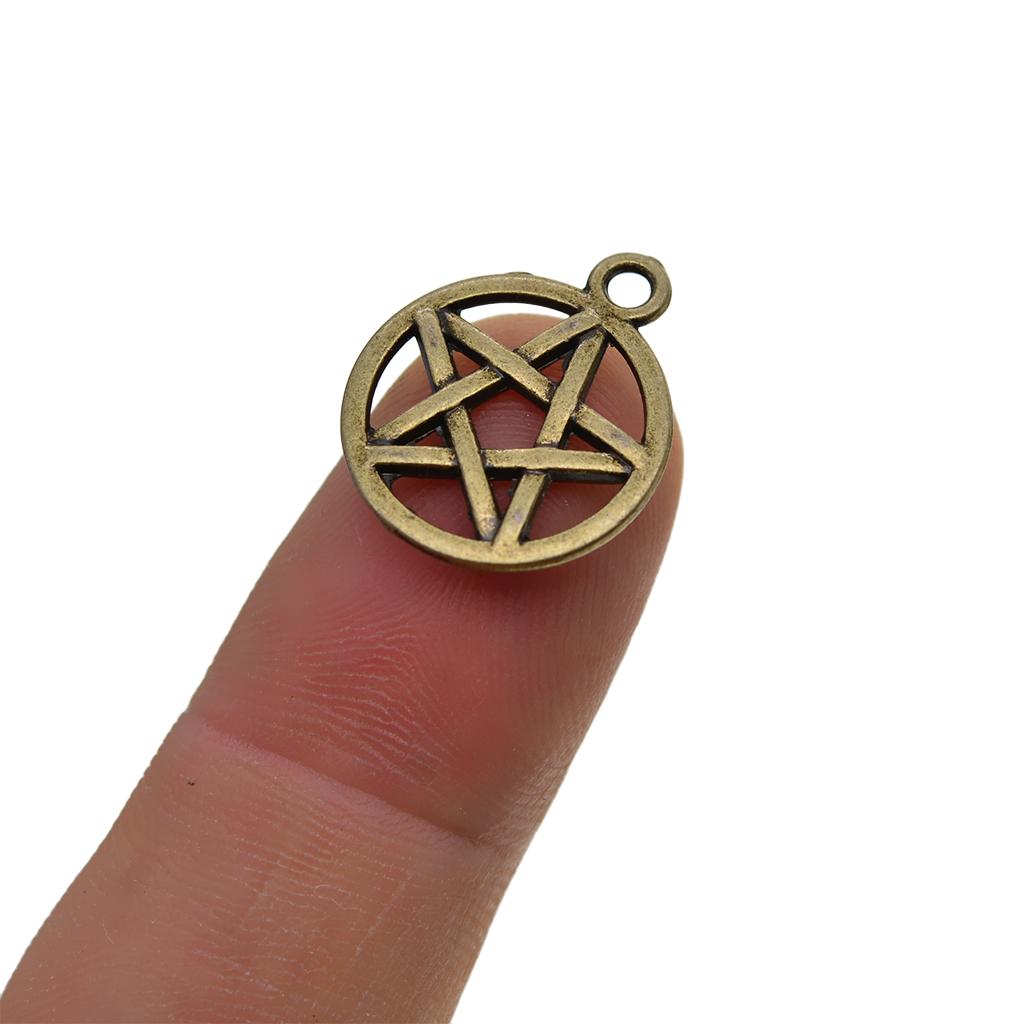 3x50 Pieces Tibetan Bronze Alloy Round Star Pentacle Jewelry DIY Making Charms
