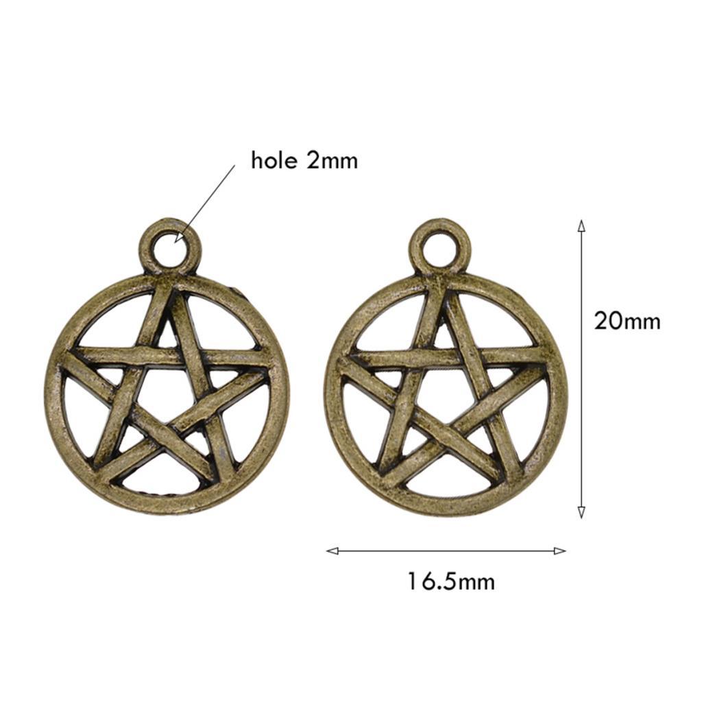 3x50 Pieces Tibetan Bronze Alloy Round Star Pentacle Jewelry DIY Making Charms