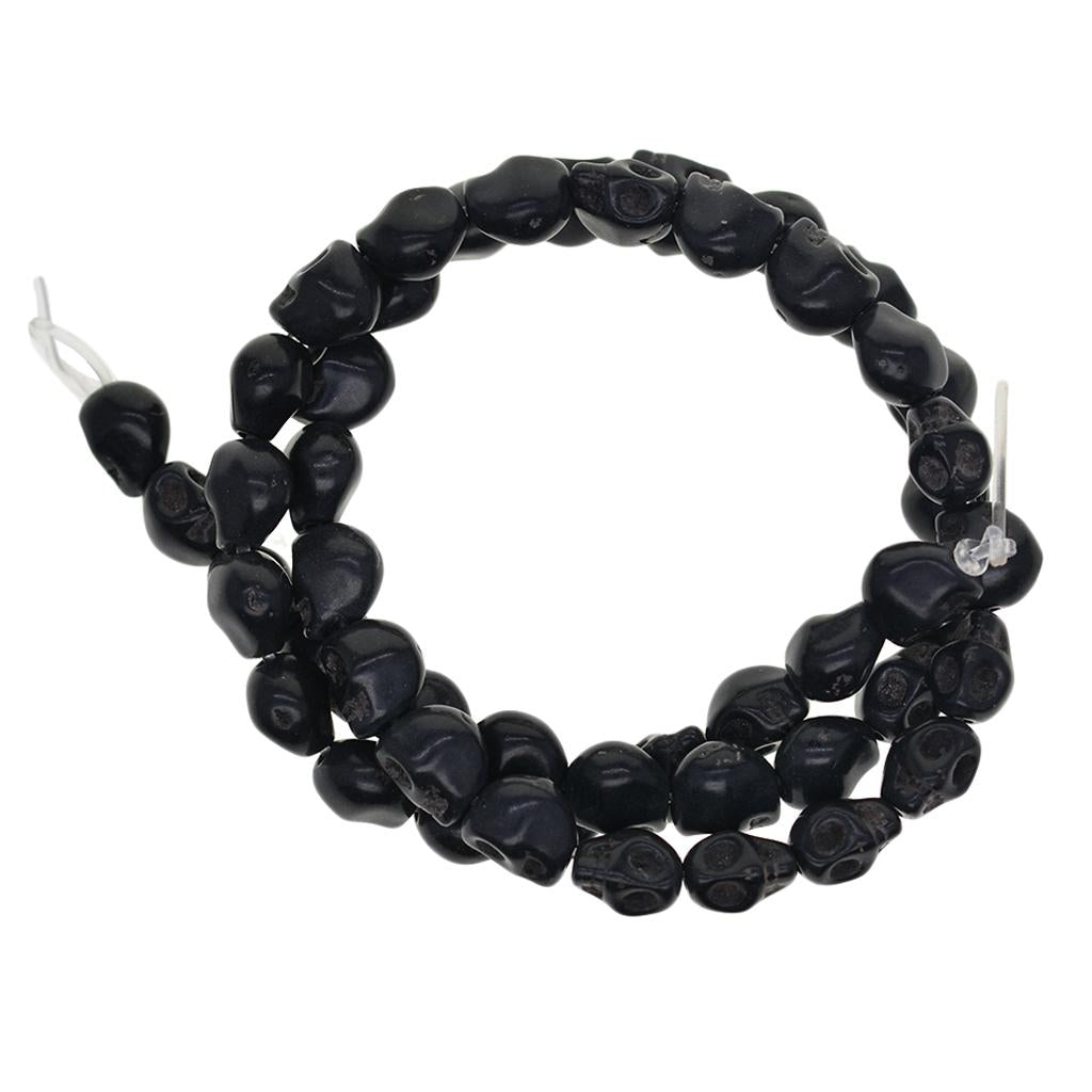 5x52 Pieces Black 3D Howlite Turquoise Skull Spacer Beads DIY Jewelry