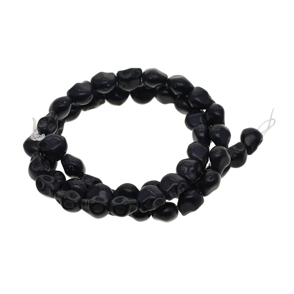 6x52 Pieces Black 3D Howlite Turquoise Skull Spacer Beads DIY Jewelry