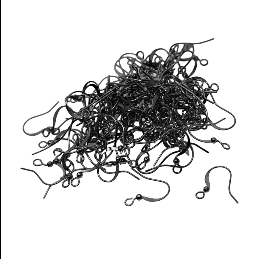 3x100Piece Brass Earring Hooks Fish Hook Ear Wires French Wire Hooks Black