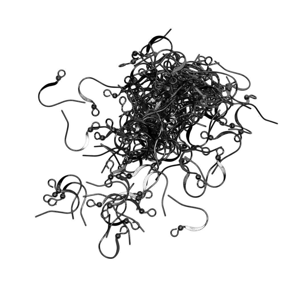 3x100Piece Brass Earring Hooks Fish Hook Ear Wires French Wire Hooks Black