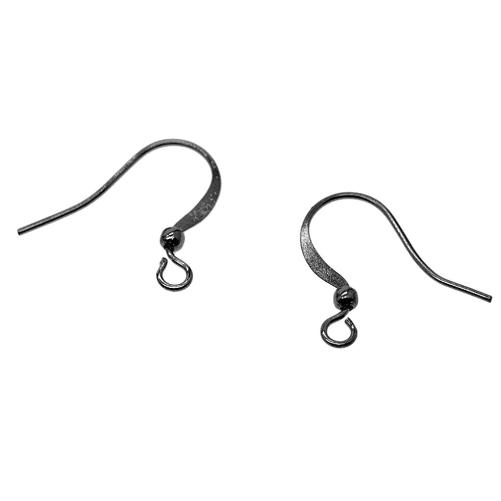 2x100Piece Brass Earring Hooks Fish Hook Ear Wires French Wire Hooks Black