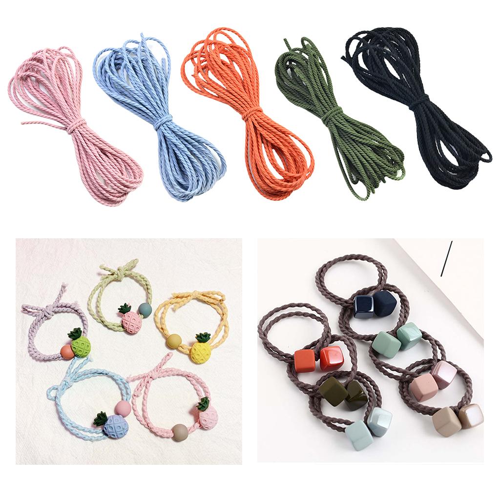 3x2.8mm Elastic Hairband Ponytail Holder DIY Hair Ties Material 50m Black