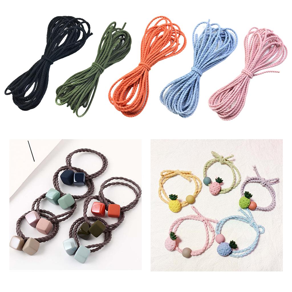 3x2.8mm Elastic Hairband Ponytail Holder DIY Hair Ties Material 50m Black