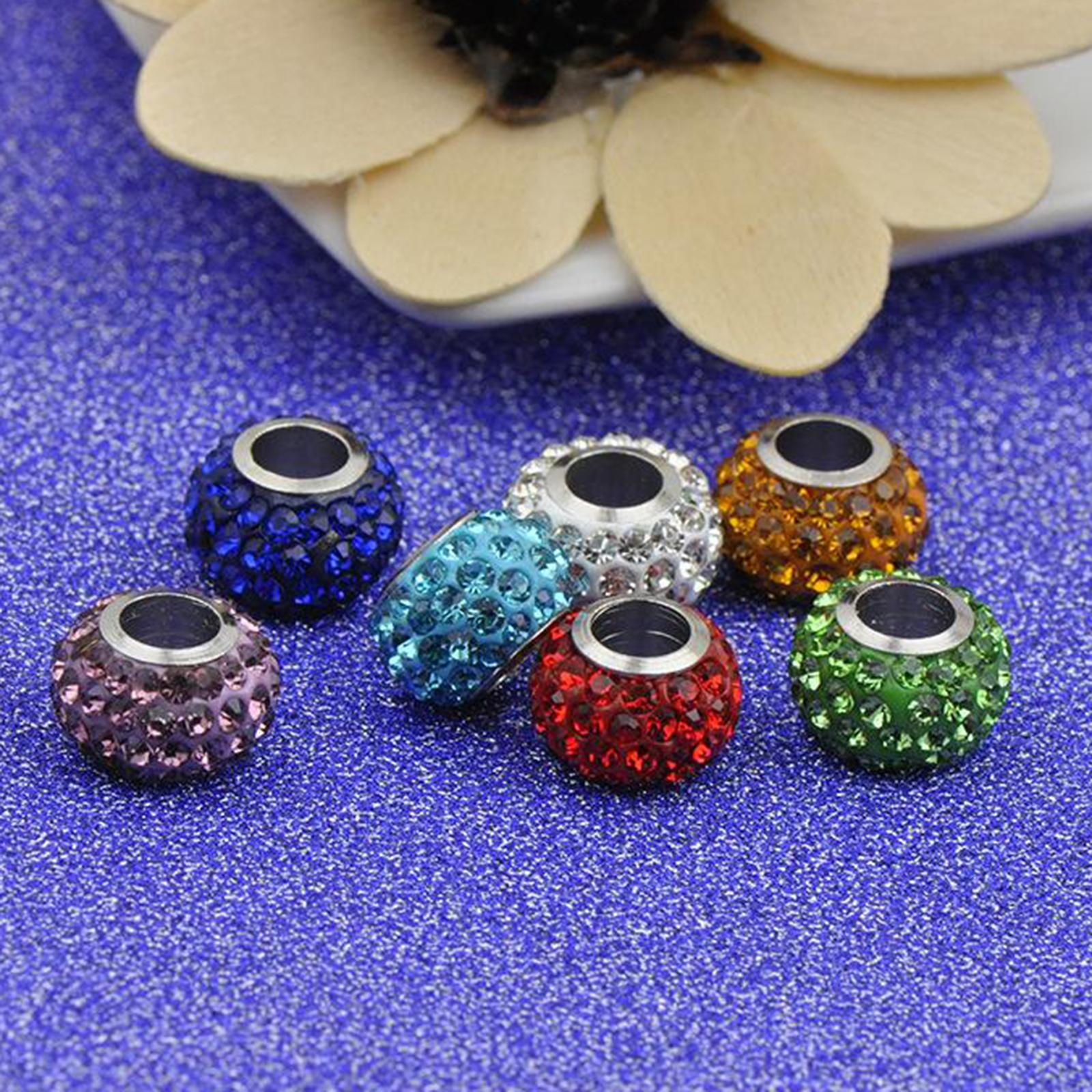 3x10pcs European Spacer Beads Rhinestone Bracelet Jewelry Findings Blue