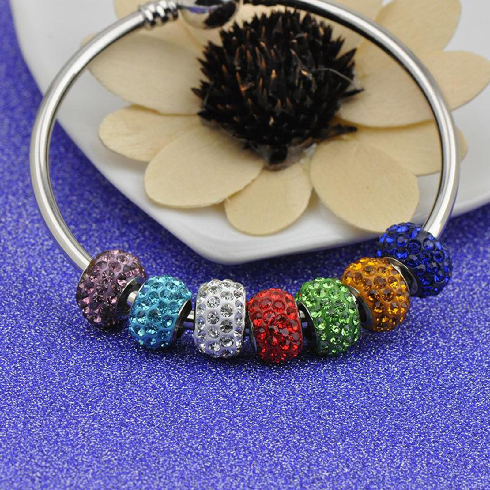 3x10pcs European Spacer Beads Rhinestone Bracelet Jewelry Findings Blue