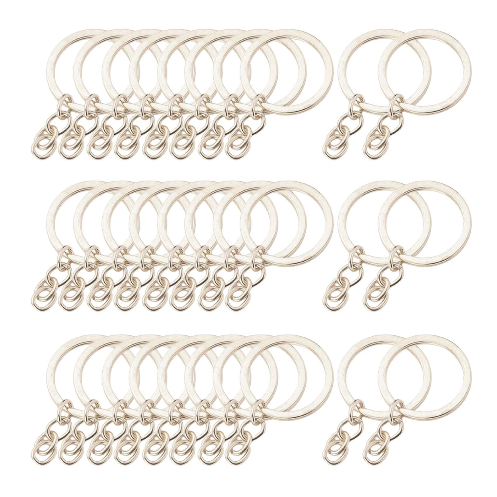 3x30x Keyring Blanks Key Chains Findings Split Rings 4 Link 25mm_White K