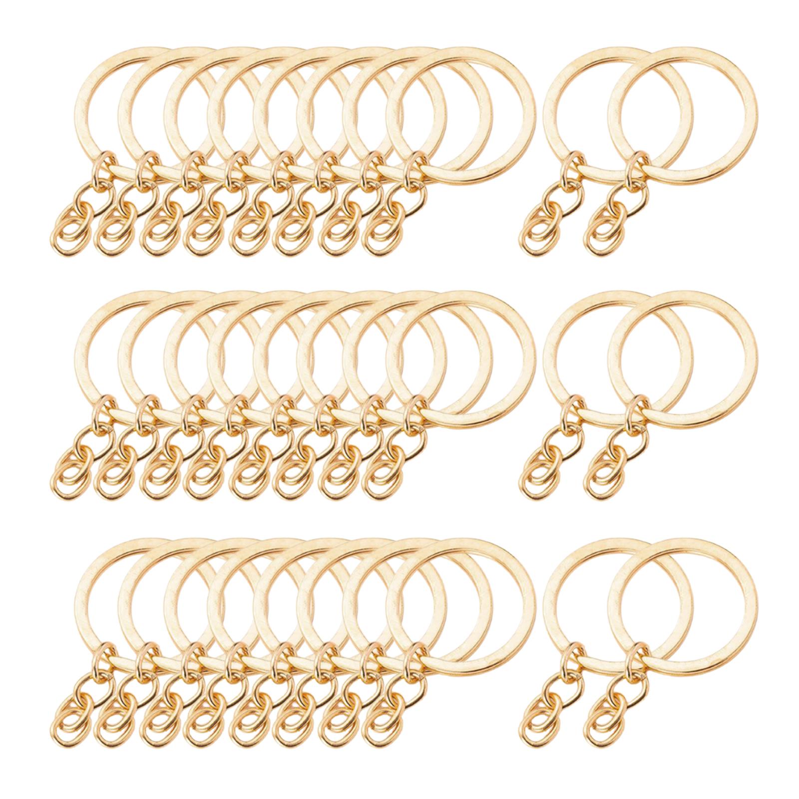 2x30x Keyring Blanks Key Chains Findings Split Rings 4 Link 25mm_Rose Gold