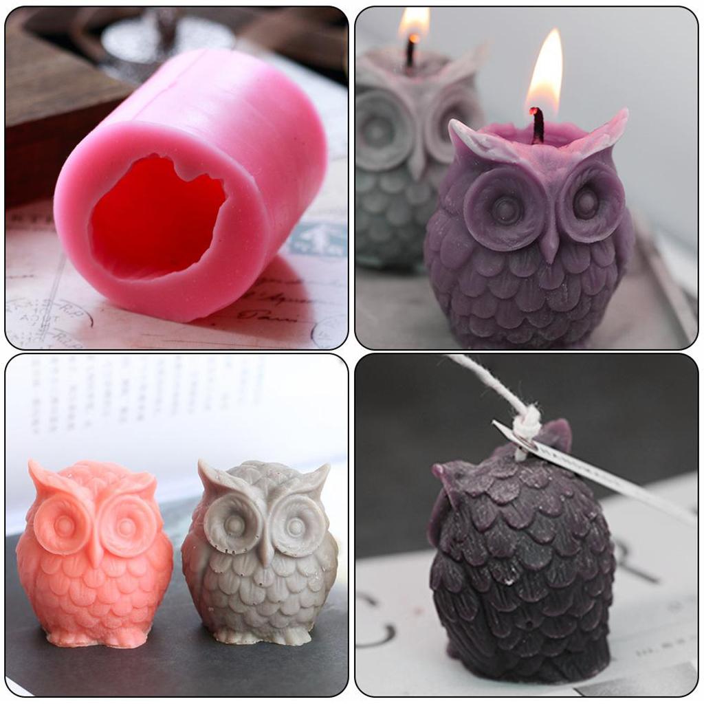 3x3D Owl Candle Mold Owl Silicone Mould for Cake Decorating Chocolate Fondant