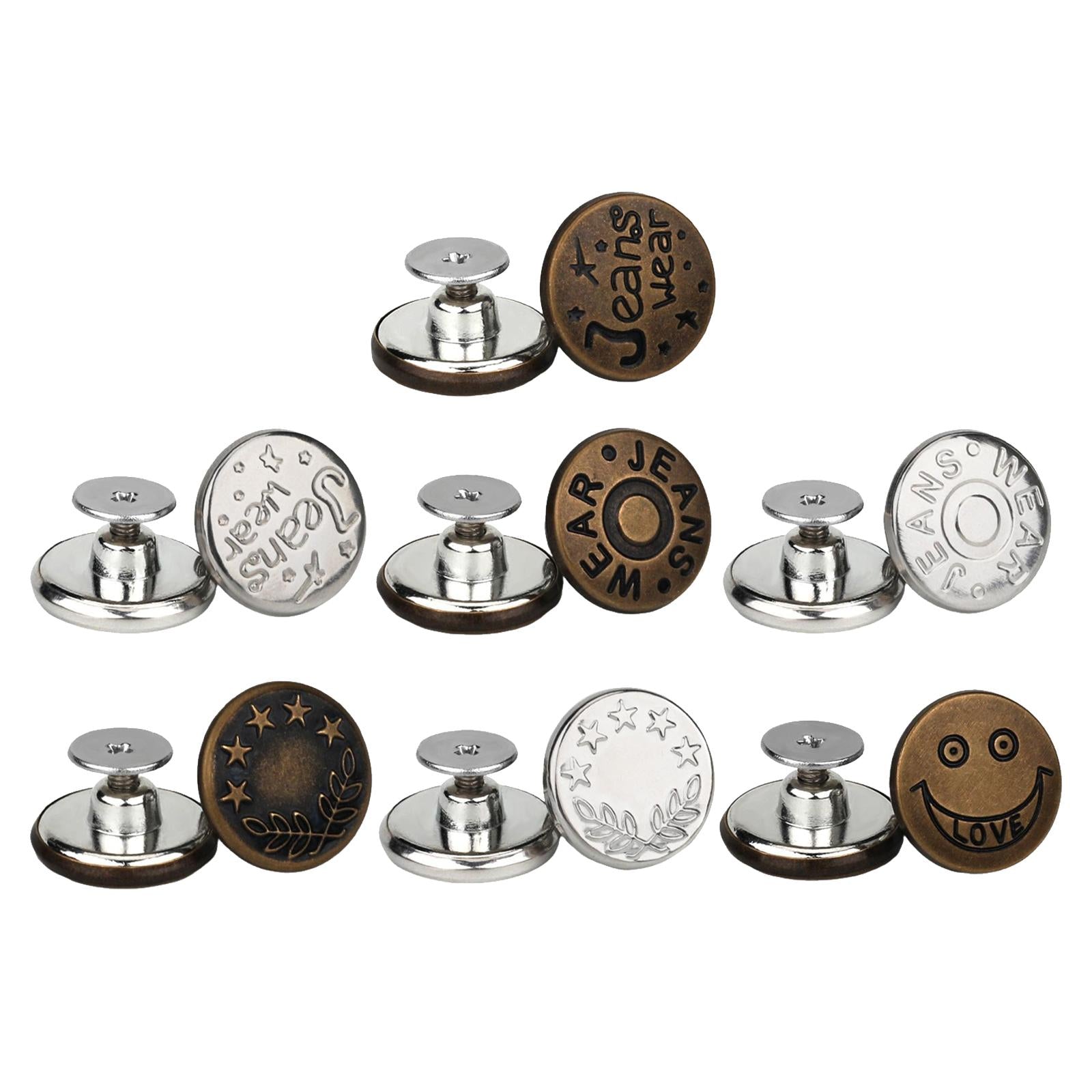 5x3PCS Detachable Jean Buttons Removable Reduce Waist Size for Cowboy Clothing Bronze Classic