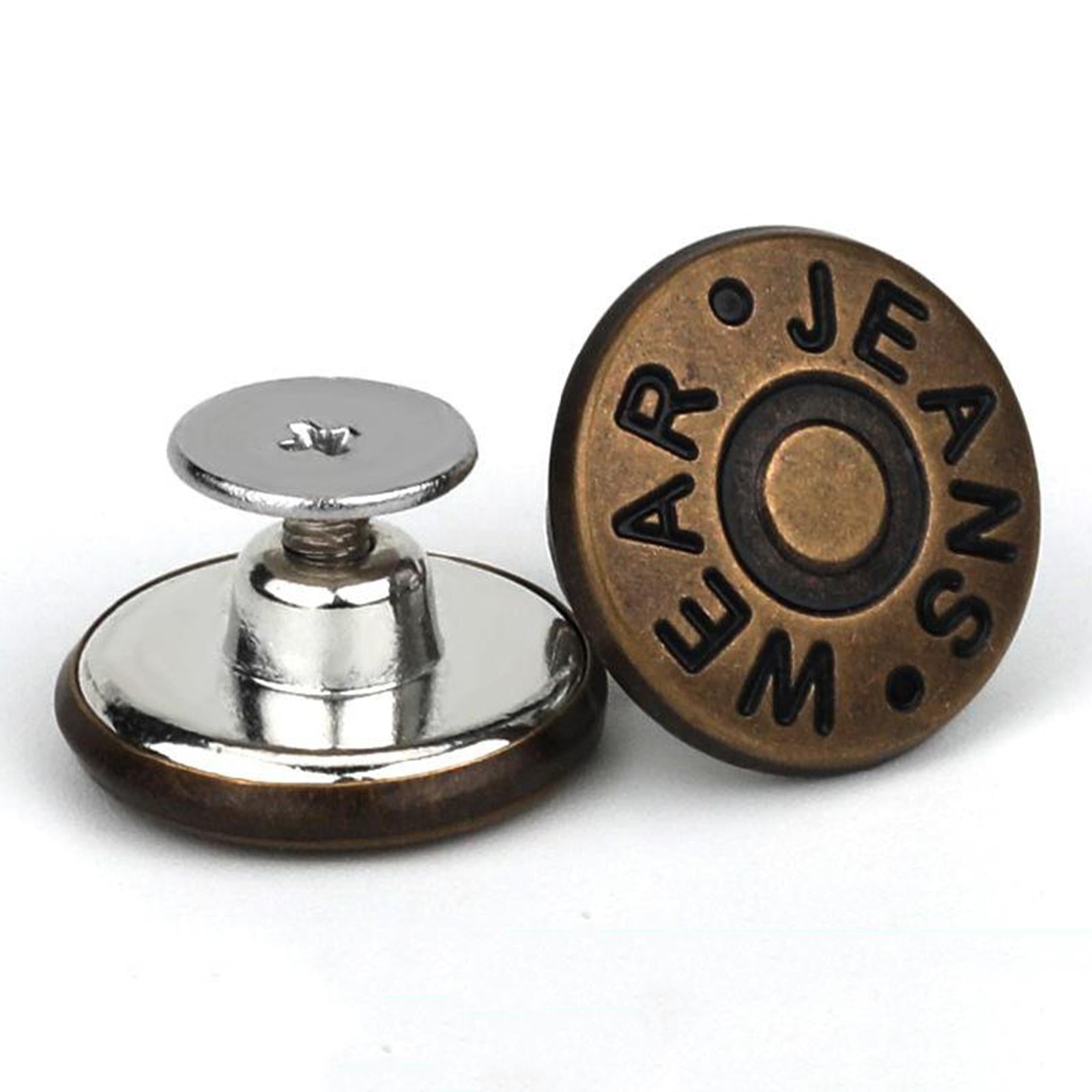 3x3PCS Detachable Jean Buttons Removable Reduce Waist Size for Cowboy Clothing Bronze English