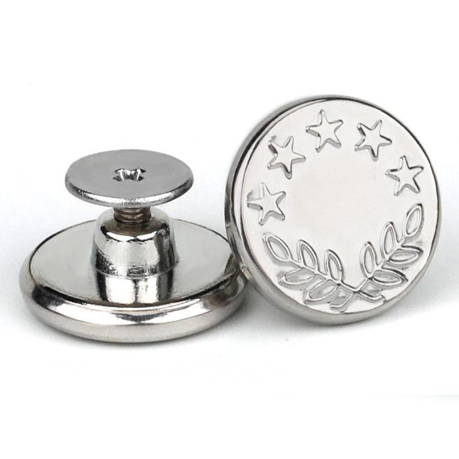 3x3PCS Detachable Jean Buttons Removable Reduce Waist Size for Cowboy Clothing Silver Star