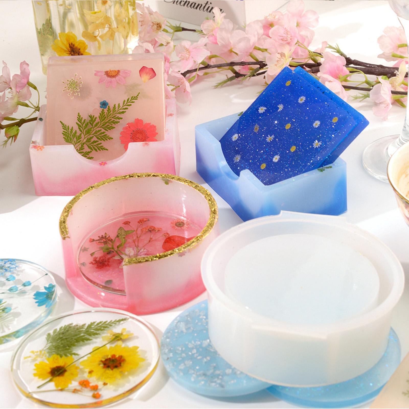 9cm Resin Casting Coaster Mold with Holder Mold for DIY Epoxy Resin Coasters Square