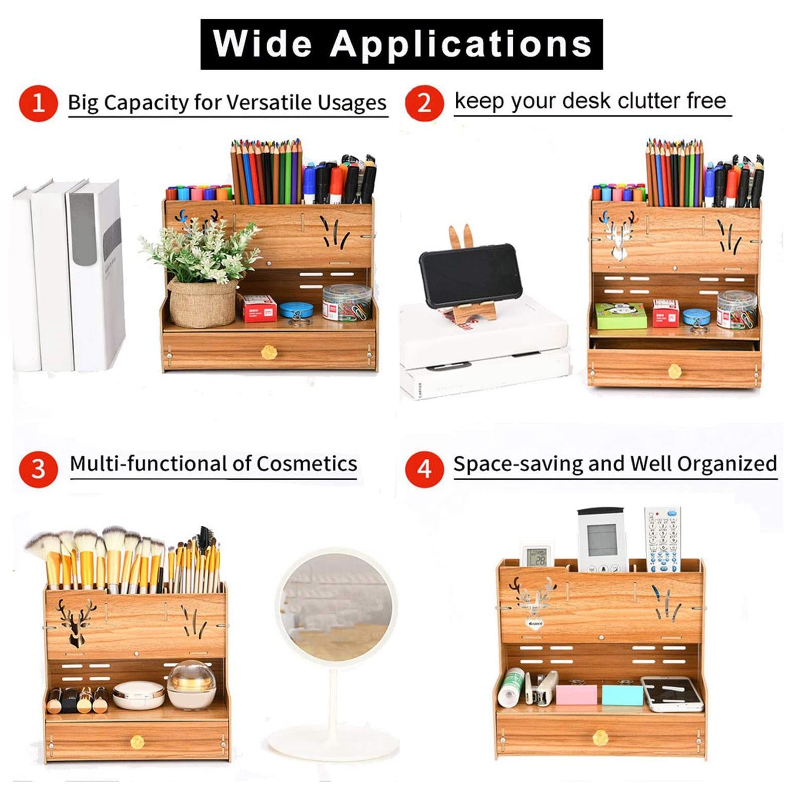 Desk Pen Organizer Holder for School Home Office Pencils Scissors Erasers