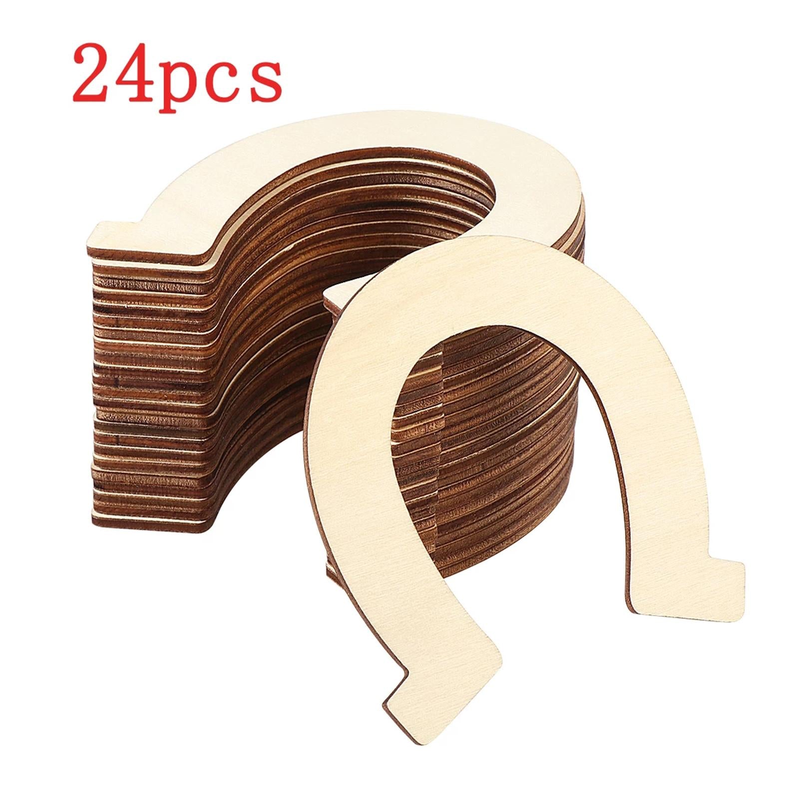 DIY Wooden Slices Crafts Horseshoe Natural Chip Wood Pieces Birthday Decor