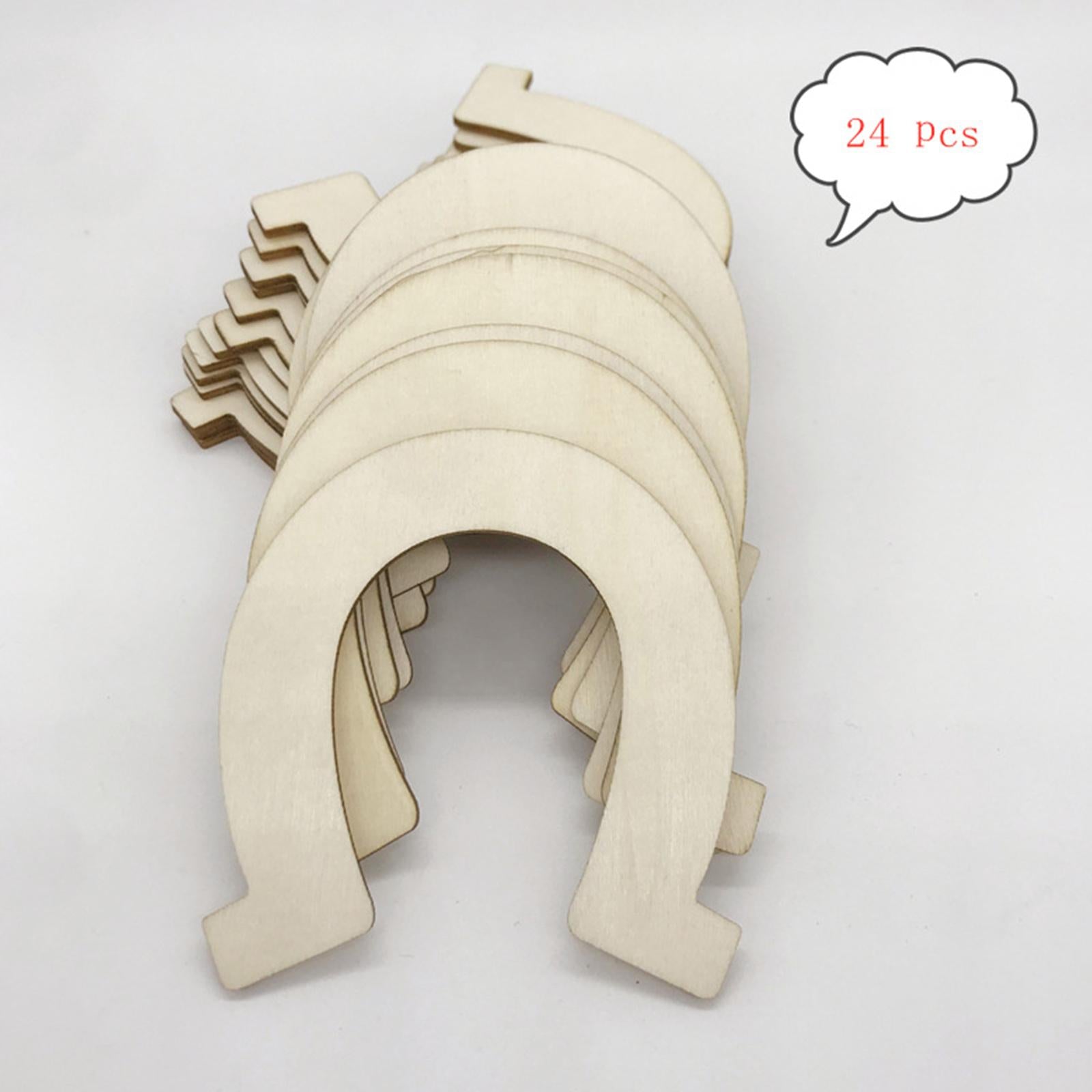 DIY Wooden Slices Crafts Horseshoe Natural Chip Wood Pieces Birthday Decor