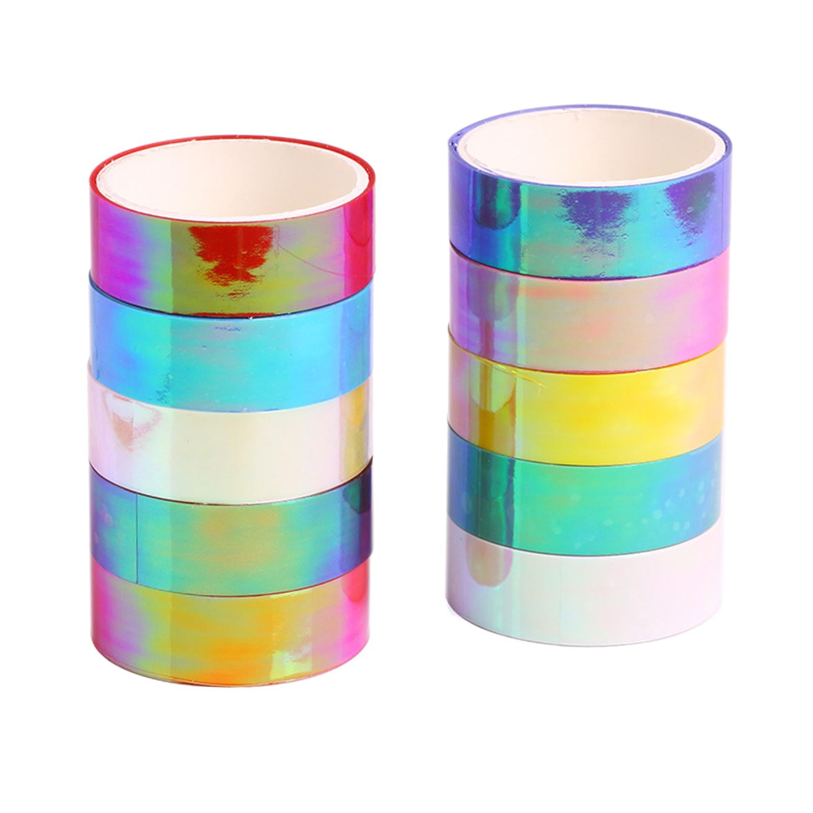 3x10Pc Holographic Washi Masking Tape Rainbow Sticky Adhesive for Scrapbooking