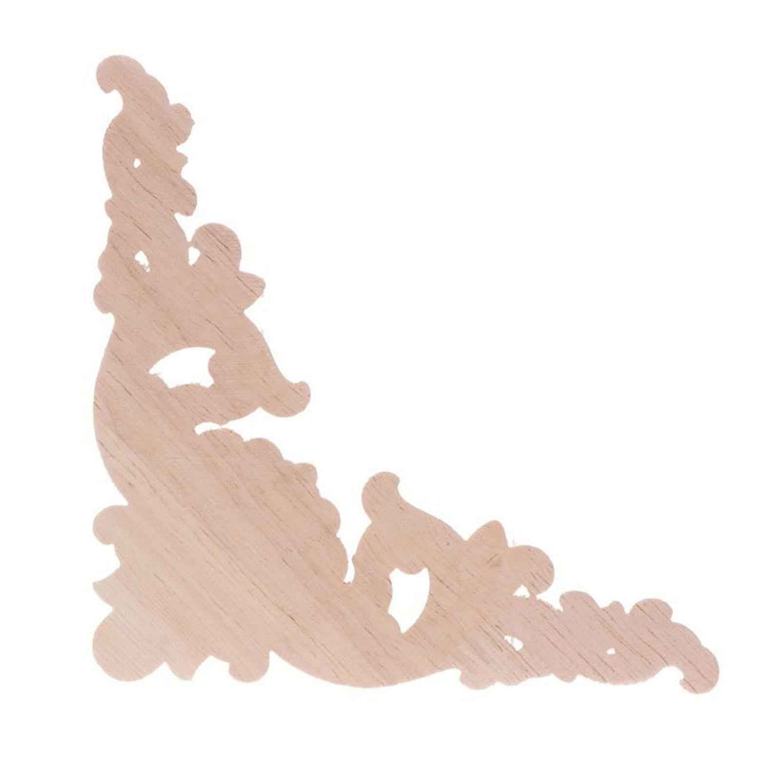 4Pcs Wood Carved Applique Onlay Door Furniture Ornaments Ornamental 12x12CM