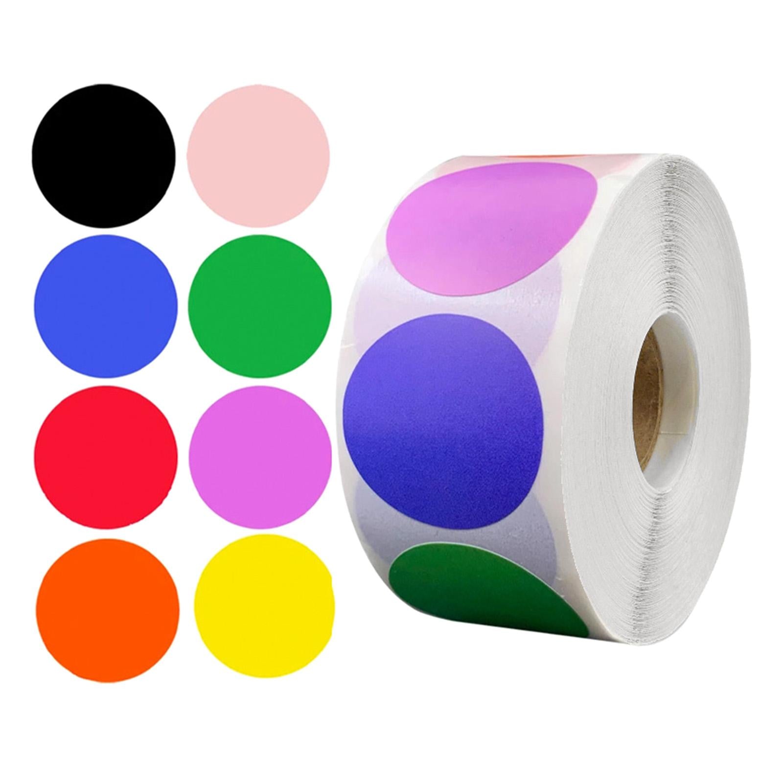 2x25mm Round Multi Color coded Inventory Dots Roll of 500 Labels Stickers