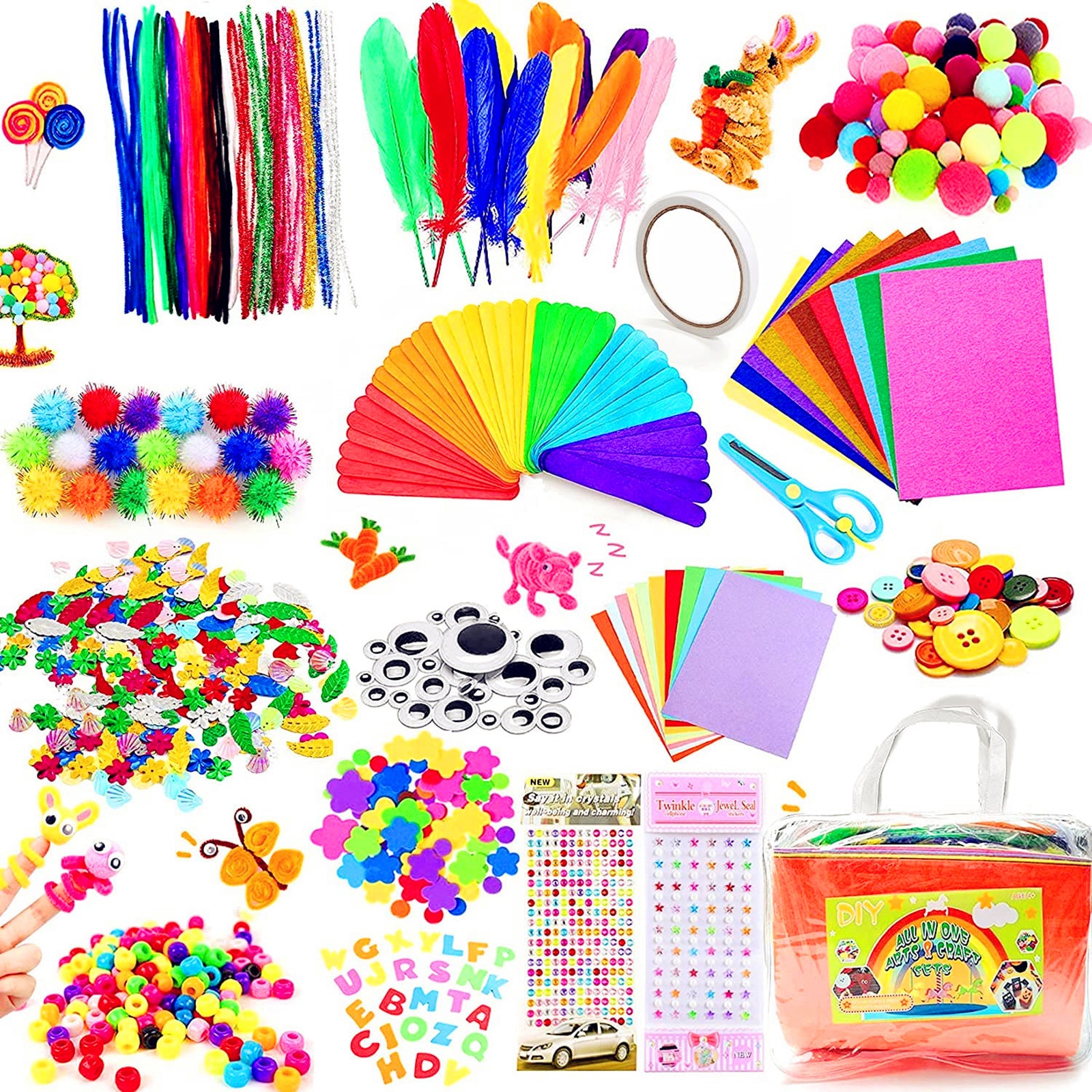 Arts and Crafts Supplies Supply Buttons Set Boards for Gift Age 7-14 Kids