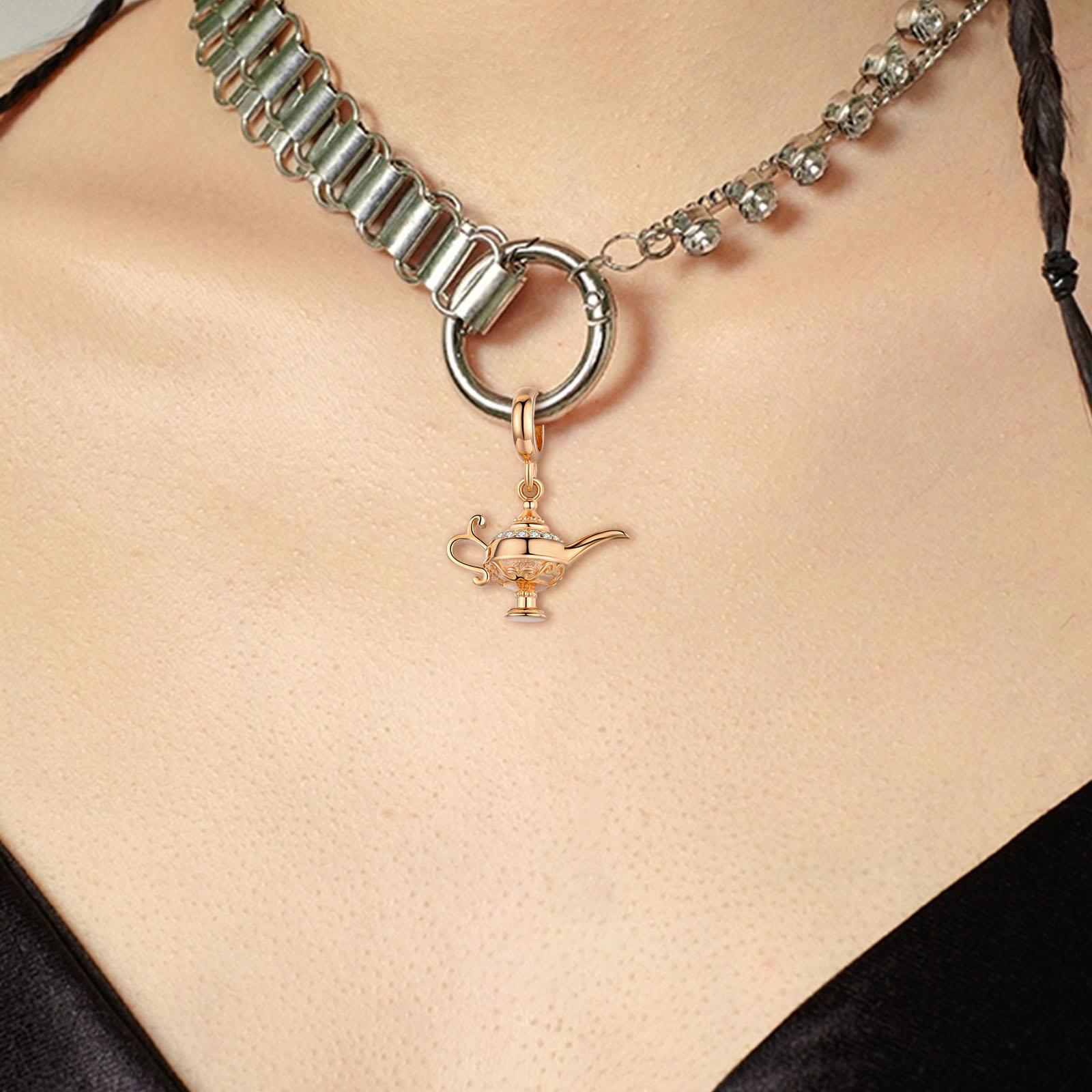 Creative Lamp Pendant Classic Charm Beads Necklace Charms for Grils Rose Gold
