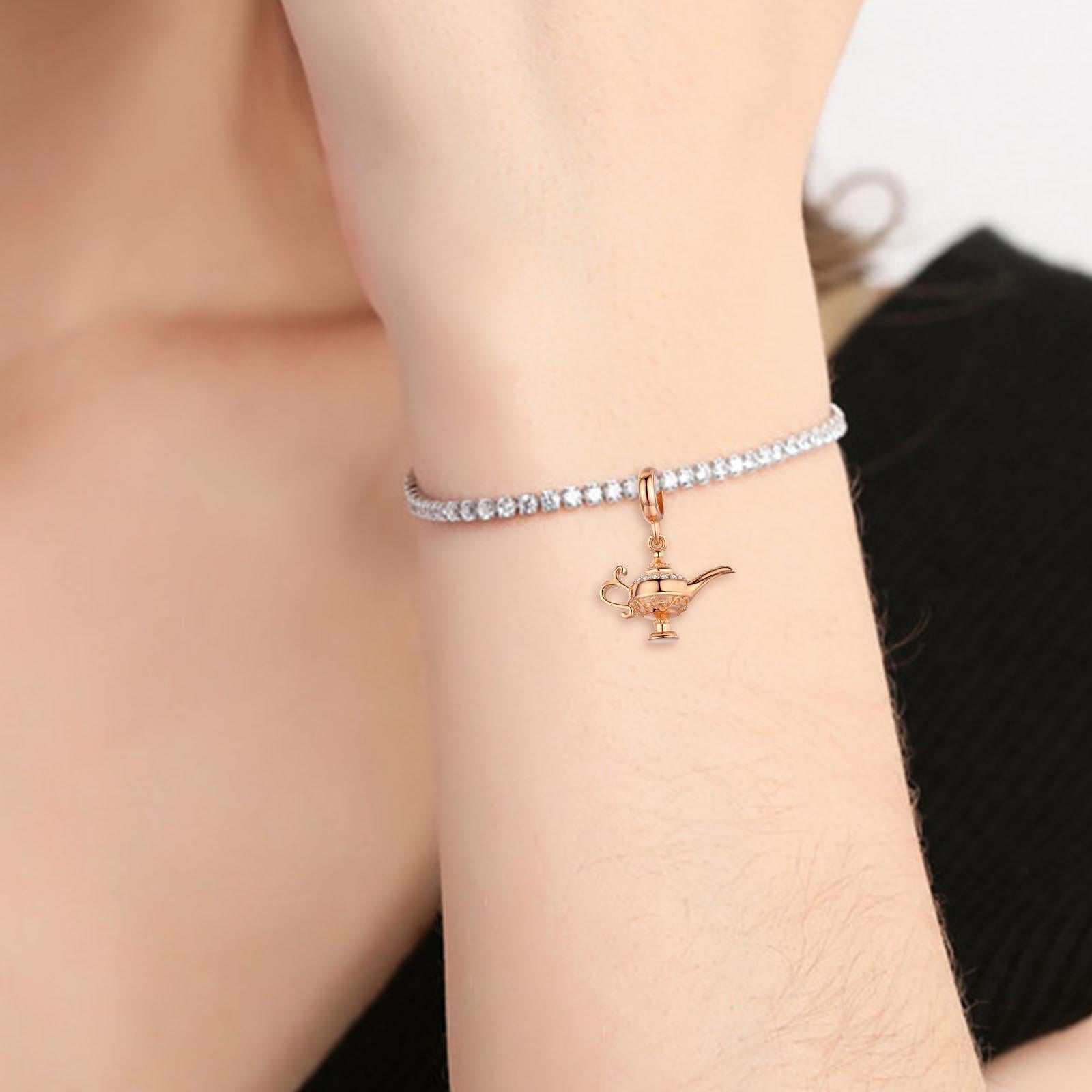 Creative Lamp Pendant Classic Charm Beads Necklace Charms for Grils Rose Gold