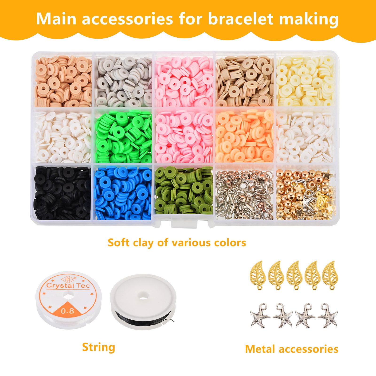 Clay Beads Jewelry Making Kit Necklace Multicolor Scissors Organizer Box