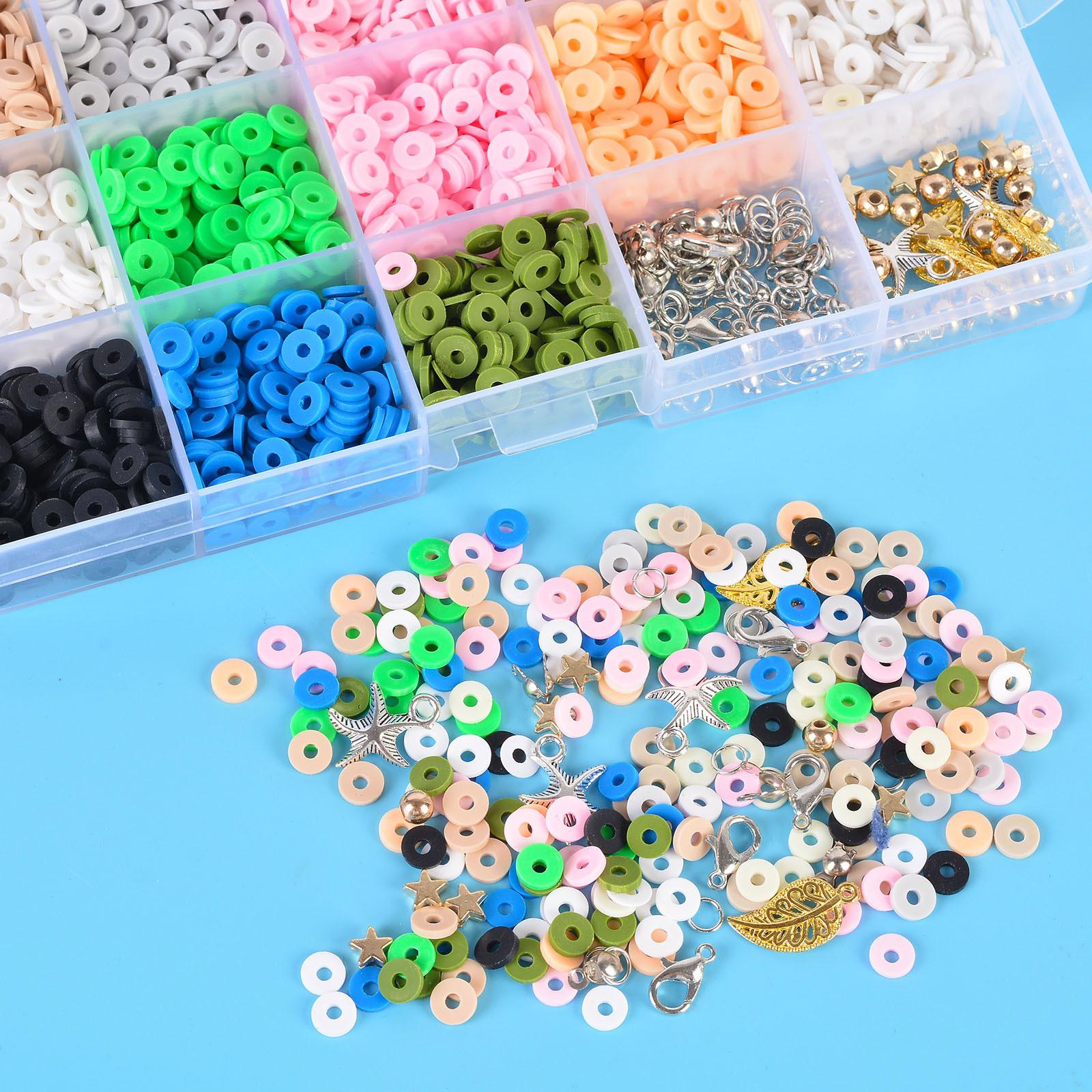Clay Beads Jewelry Making Kit Necklace Multicolor Scissors Organizer Box