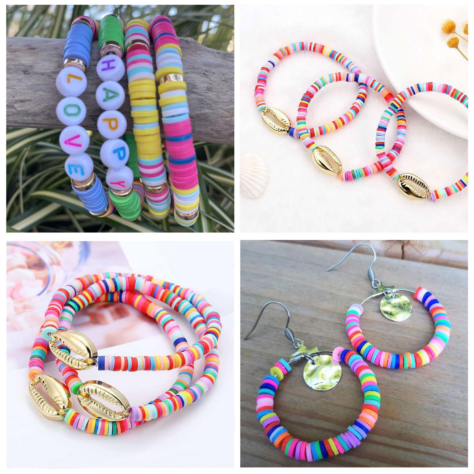 Clay Beads Jewelry Making Kit Necklace Multicolor Scissors Organizer Box