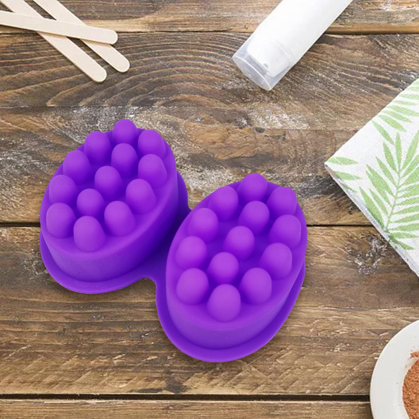 2xEllipse Silicone Massage Bar Soap Mold 2 Cavities Nonstick Durable