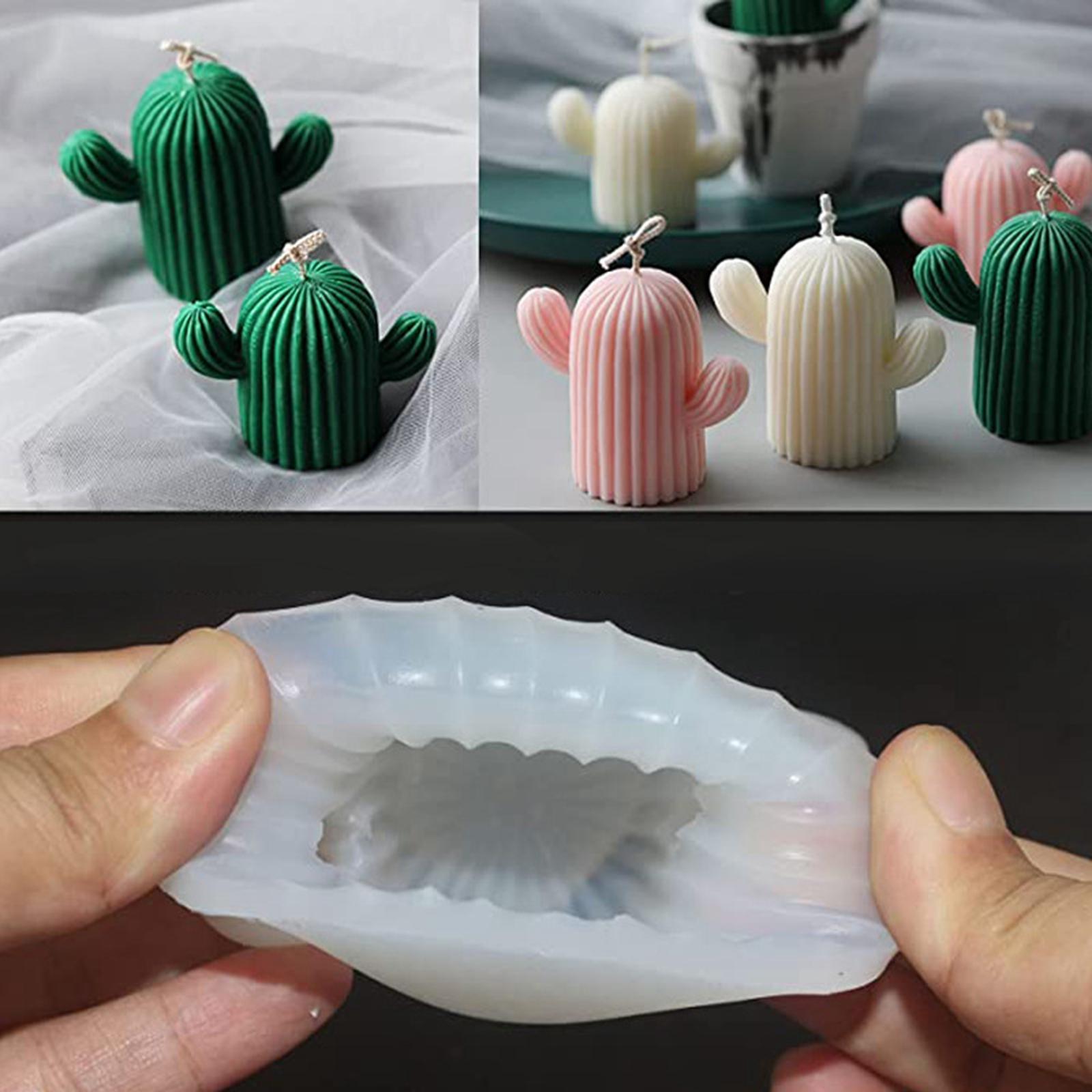 6x3D Cactus Statue Mold Silicone Clay Candles Soap Ornament Casting DIY Decor