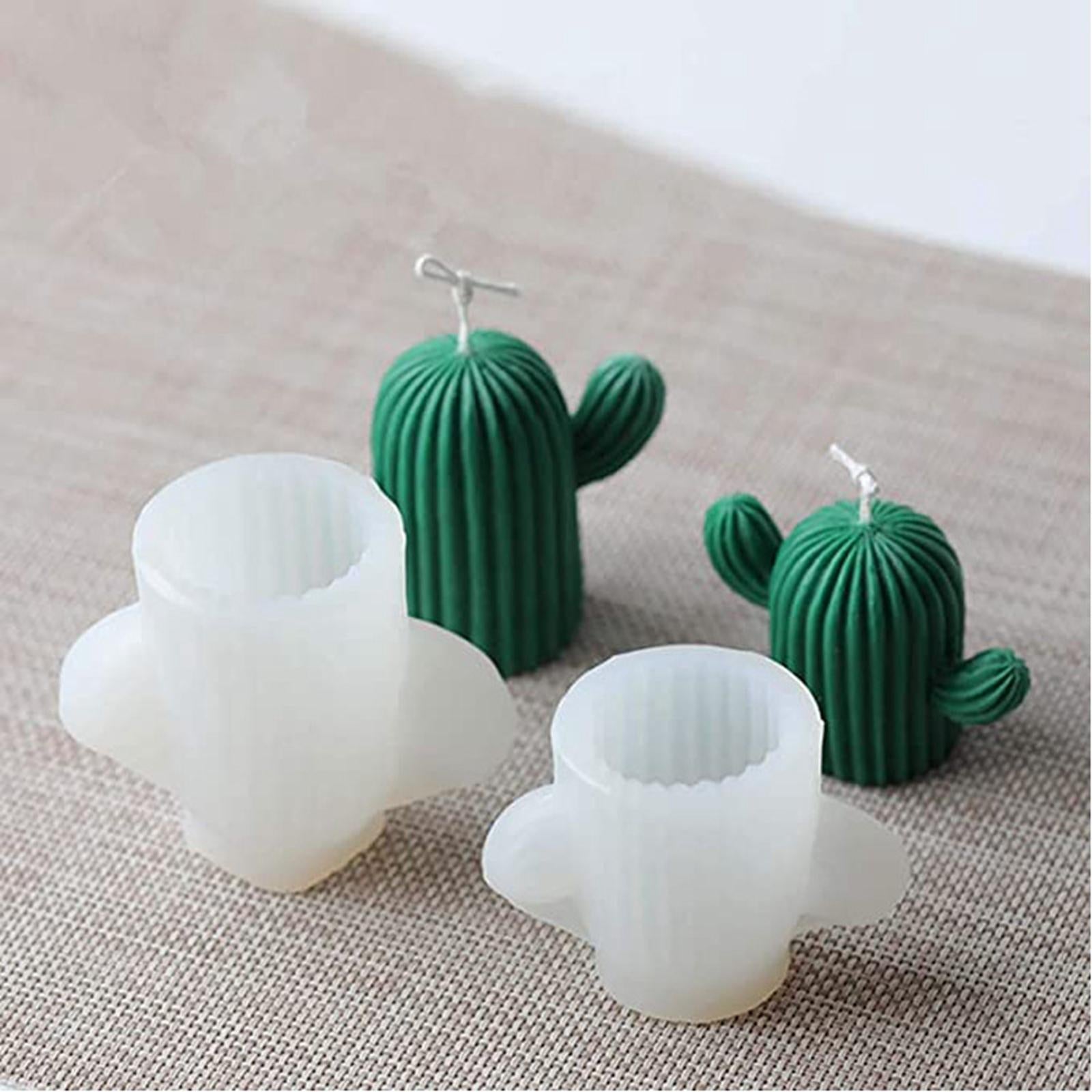 6x3D Cactus Statue Mold Silicone Clay Candles Soap Ornament Casting DIY Decor
